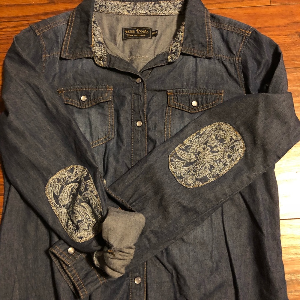 Miss Posh Denim Button Down Shirt - Picture 8 of 8